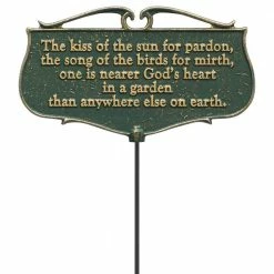 Whitehall Products Green/Gold the Kiss of the Sun Garden Poem Sign